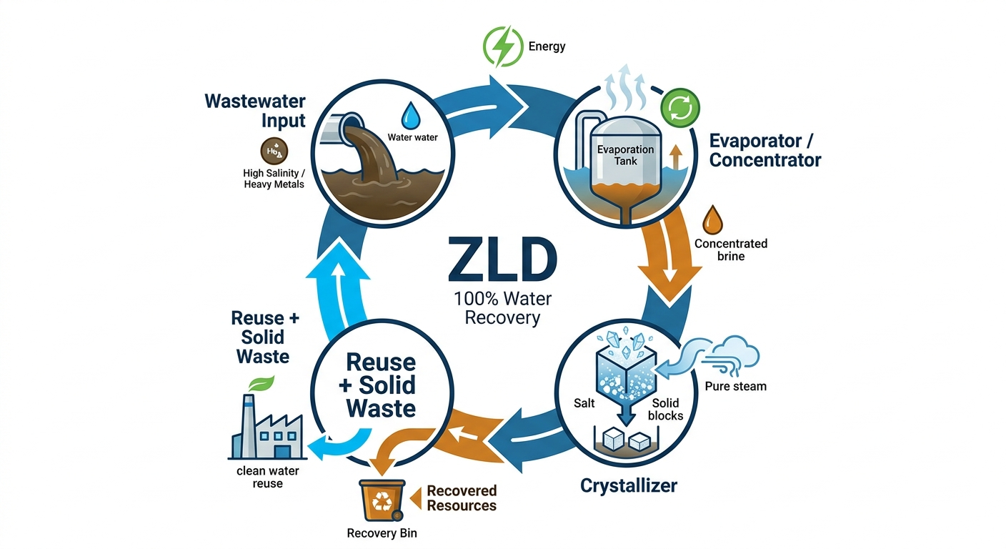 Zero liquid discharge ZLD system technology and sustainable water economy solutions