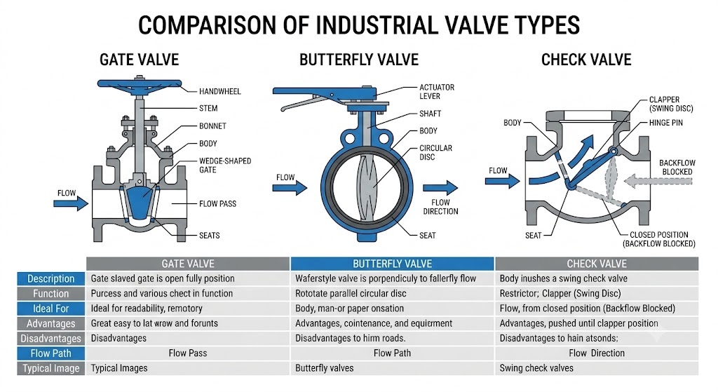comparison of industrial valve types