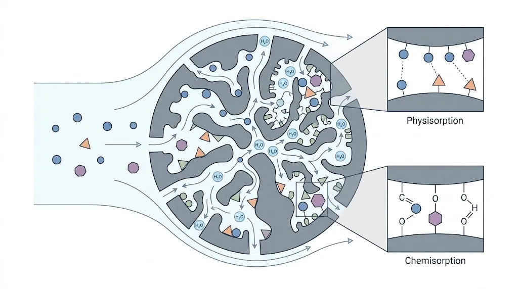 Adsorption vs absorption