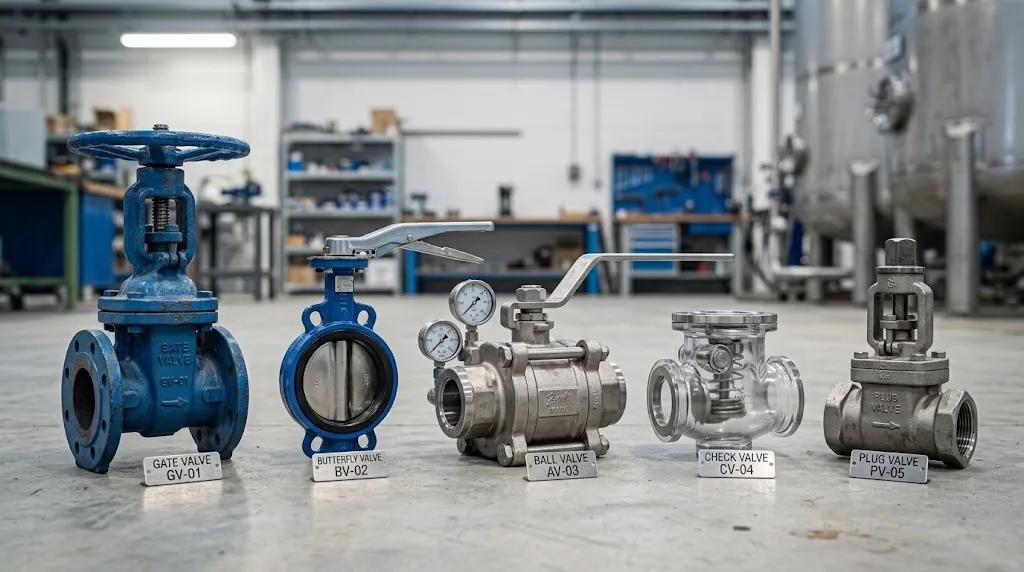 Gate butterfly ball check and plug valves used in water treatment